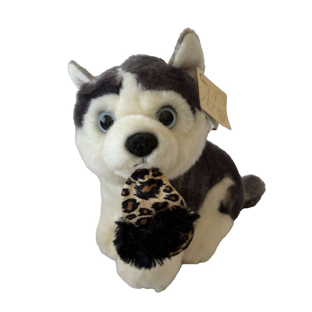 Aurora Miyoni Tots Siberian Husky Puppy with Slipper 8” Plush Dog Toy